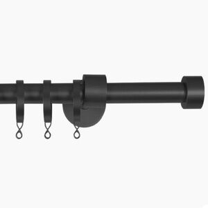 TWOPAGE Jaylon Adjustable Black Curtain Rod for 72-140 Windows